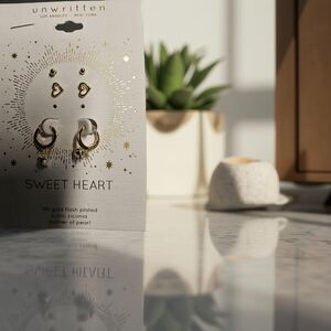 New Unwritten 3 pair Goldtone Stud Earrings